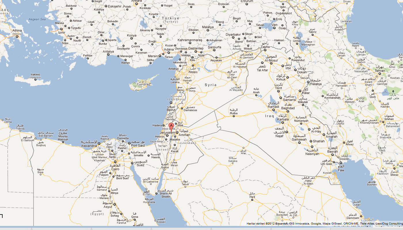 carte du palestine milieu est